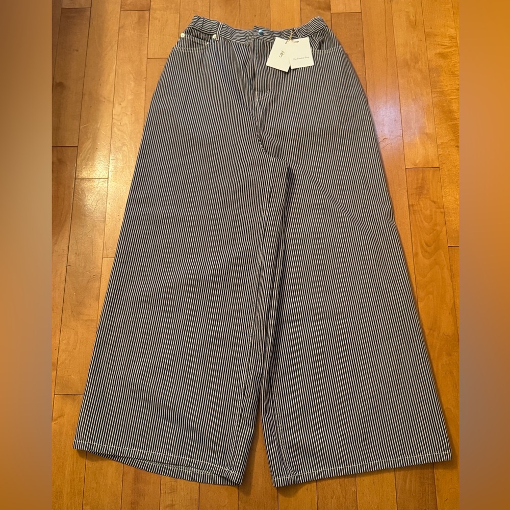 NWT The Frankie Shop Navy and White Striped Trousers